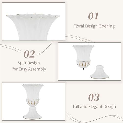 Sziqiqi White Metal Vase for Centerpiece, Table Flower Arrangements, 10Pcs - Image 5