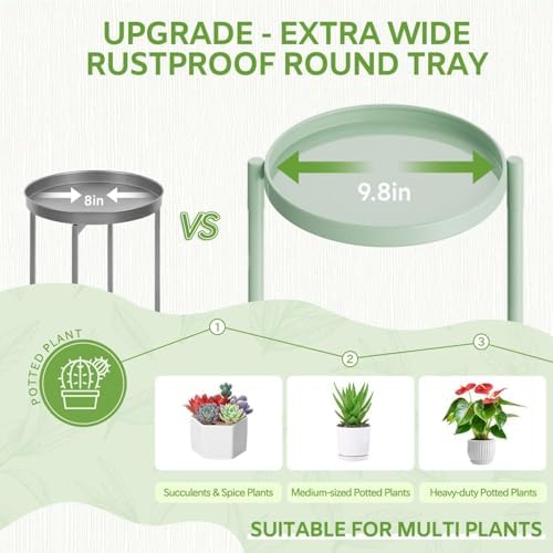 iDavosic.ly 7 Tier Large Plant Stand Indoor Outdoor, 10 In Wide Tray, Green - Image 3