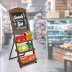 MyGift Rustic Brown Wood Chalkboard Easel with 3-Tier Display Shelves - Image 5