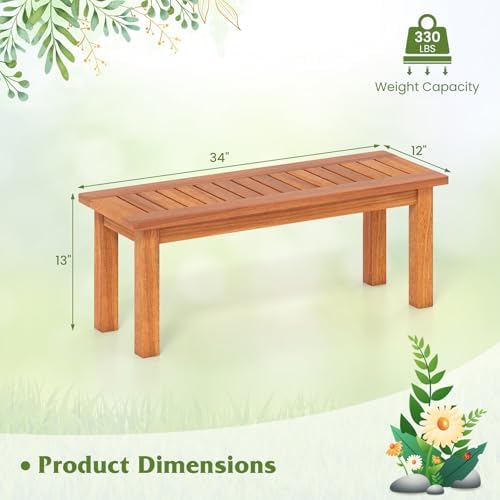 Tangkula Wooden Plant Stand, Outdoor Indoor Solid Wood Flower Pot Holder Display Shelf with Teak Oil Finish, Slatted Top, Rustic Plant Rack for Patio Garden Entryway Porch - Image 4