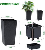 Tall Planters Set of 2, 22.5 Inch Self-Watering Outdoor Indoor Plant Pot with Water Level Monitor & Drainage Holes, Large Modern Flower Pot with Inner Bucket, Trays & Wheels – Black - Image 5