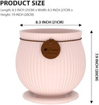 8.3 Inch Pink Ceramic Planter with Drainage Hole and Saucer - Image 2