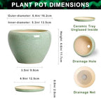 Ceramic Plant Pots 6 Inch, Ceramic Planter with Drainage, Green - Image 2