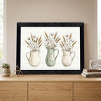 Framed Canvas Wall Art Vintage Watercolor Pitchers Cotton and Wheat Sage Green Gather Script Canvas Print Poster Black Frame Wall Decor for Farmhouse Dining Room Kitchen, Rustic Decor - Inch 24x36 - Image 6