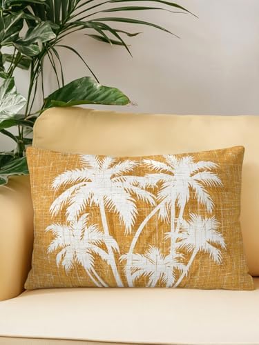 Tropical Palm Tree 12x20 Waterproof Outdoor Lumbar Pillow with Insert, Vintage Orange Exotic Botanical Plants Patio Cushion Pillows for Outdoor Sofa Bench Porch Balcony Furniture, 1 Pack - Image 2