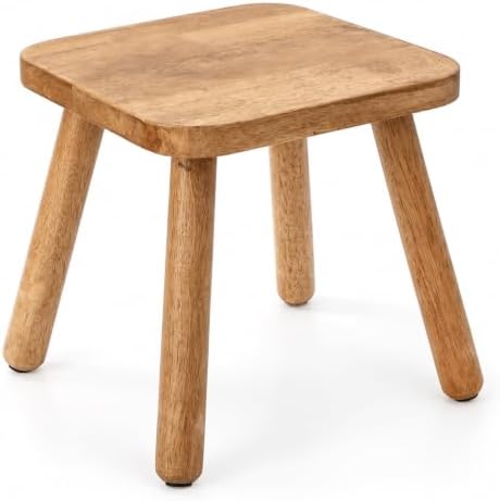 Youeon 12 Inch Square Solid Wooden Step Stool, Non-Slip One Step Stool for Adults, Holds up to 300 Lbs, Portable & Sturdy, Footstool for Bedroom, Bathroom, Kitchen, Easy to Assemble by YOUEON