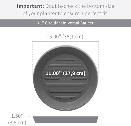 Crescent Garden Universal Round Planter Saucer, Durable Drainage Dish for Plant Pots, Heavy-Duty Plant Dishes Saucer, Indoor & Outdoor Plant Trays - Mocha (11 inch Inner, 15 inch Outer Diameter) - Image 2