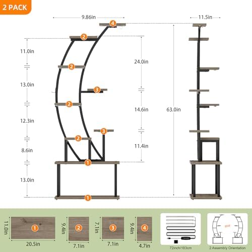 2 Pack Plant Stand Indoor with Grow Lights, 9 Tier Large Tall Plant Shelf - Image 6