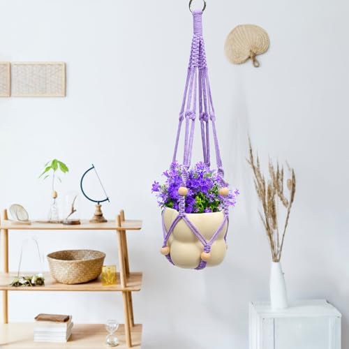 Hoteam 12 Pcs Macrame Plant Hangers Macrame Hanging Planters for Indoor Plants Handmade Boho Hanging Baskets Flower Pots Holder for Outdoor Home Wall Decor - Image 7