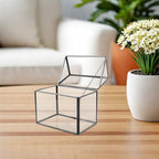 Toyvian Glass Geometric Terrarium Planter House Shape Indoor Greenhouse Tabletop Display Box with Black Frame for Succulent Air Plant Home Garden Decoration - Image 4