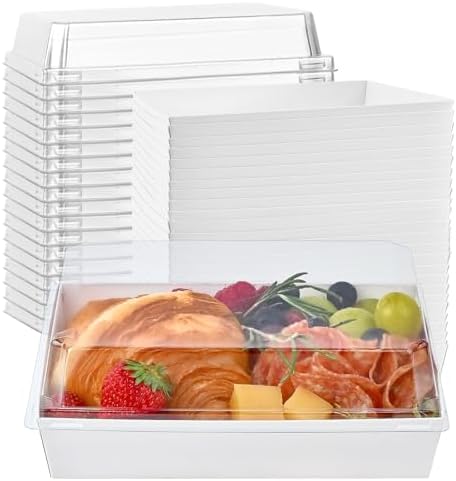 Ocmoiy Charcuterie Boxes with Clear Lids, 7x5 Inches, 50 Pack, White by Ocmoiy