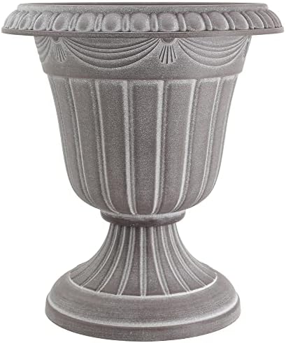 Arcadia Garden Products PL00CW Classic Traditional Plastic Urn Planter Indoor/Outdoor, 16" x 18", White Wash by ArcadiaGardenProducts