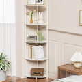 5 Tier Corner Shelf Stand, 50.2", Marble White by Greatseas