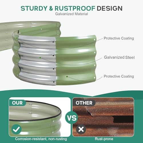 Galvanized Raised Garden Bed Outdoor, 6x2x1ft, Olive Green - Image 3
