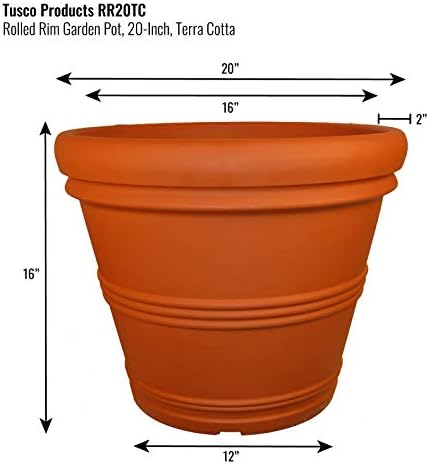 Tusco Products RR20TC Rolled Rim Garden Planter, Terra Cotta, 20In - Image 2