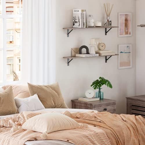 DINZI LVJ Wall Shelves, 23.6" Long Floating Shelves with Metal Brackets - Image 5