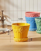 Metahom 5.8 Inch Ceramic Plant Pots, Flower Pots Set of 4, Assorted Colors - Image 2