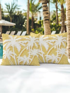 Tropical Palm Tree 18x18 Waterproof Outdoor Throw Pillows Set of 2 with Inserts, Vintage Dark Yellow Botanical Plants Patio Decorative Cushions for Outdoor Sofa Porch Garden Furniture - Image 5