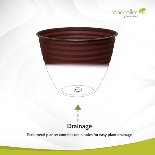 Headwind Woodsdale Collection Ironstone Planters for Outdoor Plants 8" Charcoal – Decorative Flower Pots for Patio, Garden, or Porch – Lightweight, Durable Metal Planters by Robert Allen - Image 6