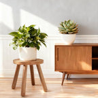 11.8" H Round Solid Wooden Stool Wood Plant Stand Woden Decorative Stool Garden Stool Portable Stand for Kitchen Bathroom Living Room Bedroom - Image 4