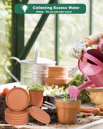 vensovo Plant Pot Saucer Set - Includes 1 Pack 9-Inch Ceramic Plant Saucer and 6 Pack 5-Inch Terracotta Plant Saucer,Perfect for Indoor or Outdoor Use - Image 6