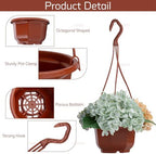 AUEAR, 50 Pack Plastic Hanging Plant Pots Containers Outdoor Indoor Planters with Drainage Holes Hooks Brown - Image 3
