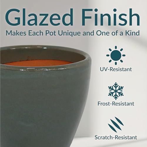 Sunnydaze 8-Inch Outdoor Glazed Ceramic Plant Pot - Gray - Image 4