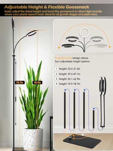 48W Grow Lights for Indoor Plants, Full Spectrum LED Plant Light with Stand - Image 6