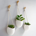 Kazai.® | Porcelain Wall Vases | 3 Piece Set | Including Wooden Hooks | Matte White by KAZAI