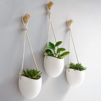 Kazai.® | Porcelain Wall Vases | 3 Piece Set | Including Wooden Hooks | Matte White by KAZAI