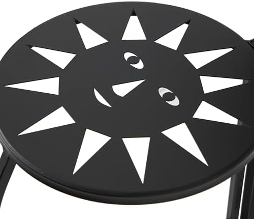 Deco 79 Metal Indoor Plantstand Folding 3 Tier Plant Shelf with Sun Face Cutouts, Plant Stand 18" x 18" x 24", Black - Image 4
