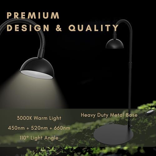 Desktop Grow Lamp Terrarium Light Plant Light on Table with Flexible Gooseneck Lamp for Terrarium Kitchen Vetegable Succulent Lamp with Auto Timer 3/6/12Hrs, 4 Brightness Levels (Black) - Image 4