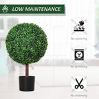 Outsunny 23.5" Artificial Boxwood Topiary Ball Tree Fake Set of 2 Green - Image 5
