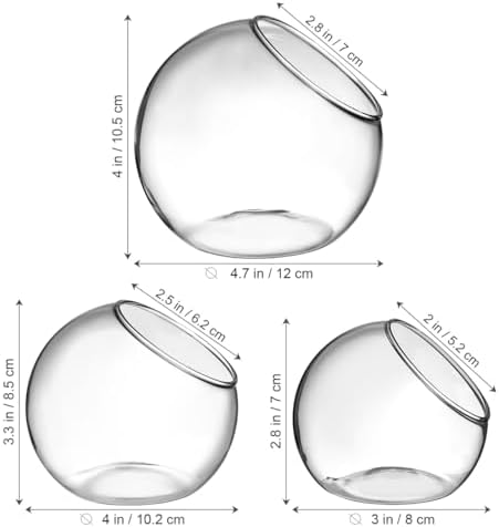 Mipcase 3 Pack Slanted Glass Terrarium Set, Clear Bubble Planter Globe - Image 3