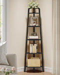 CHOEZON Corner Shelf, 5-Tier Ladder Corner Shelf, Ladder Bookshelf, 59.6" Tall Vertical Display Stand, Metal Frame Bookshelf, for Living Room, Bedroom, Kitchen, Black TCJ20BB by Choezon