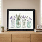 Framed Canvas Wall Art Watercolor Mason Jar Herb Bouquet Seafoam Lavender Rosemary Greenery Canvas Print Poster Black Frame Wall Decor for Kitchen Dining Room Farmhouse Decor, Rustic Gift - Inch 16x20 - Image 6