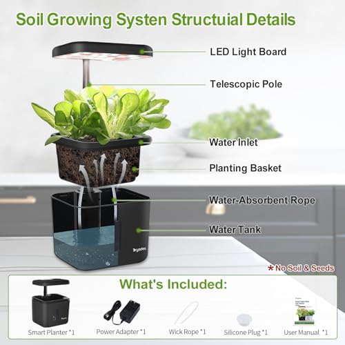 Indoor Garden Growing Systems Self-Watering Plant Pot Smart Gardening System with 17 Watts LED Grow Light Auto Timer Gardening Plant Gifts for Mom Plant Pot for vegetables herbs(No Seeds&Soil) - Image 6