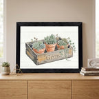 Framed Canvas Wall Art Watercolor Potted Succulents Ivy Muted Earthy Sage Green Canvas Print Poster Black Frame Wall Decor for Kitchen Rustic Farmhouse Decor, Plant Lover Gift - Inch 12x16 - Image 6