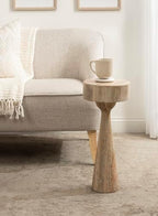 Kate and Laurel Solbrett Transitional Sophisticated Round Drink Table; 10 x 10 x 22; Natural Wood; Sculptural Bedroom Nightstand with Unique Pedestal Table Design for Use as Indoor Plant Stand - Image 4
