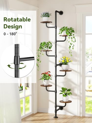 Plant Stand Indoor, Tall Wall Mounted Metal Pole, 6-Tier, C5 - Image 5