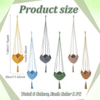 6Pcs Jute Crochet Long Plant Hanger for 4.72 to 7.09 Inch Pots, 6 Colors Polyester Macrame Plant Holder Hanging Planter Basket with Tassel for Indoor Outdoor Home Decor - Image 2
