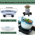 Circloophs 7 Packs Plastic Plant Caddy with Wheels 12 Inches Heavy-duty Rolling Plant Stands with Casters Plant Roller Base for Moving Heavy Plant Pots Indoor and Outdoor Plant Mover Saucers, Grey - Image 2