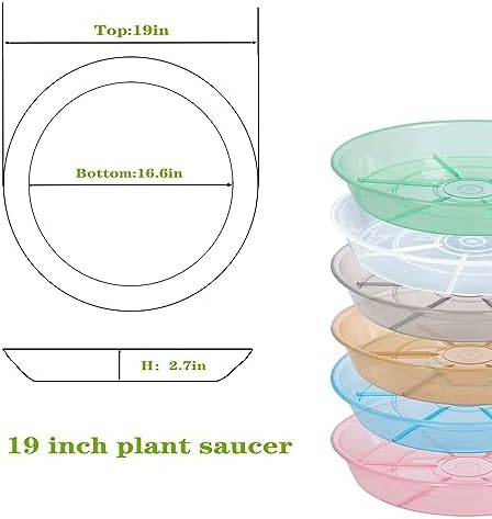 4 Pack Plant Saucer Drip Tray 18 19 inch, Plant Drip Trays, Heavy Sturdy Plastic Planter Pot Saucers for Indoor Outdoor Garden, Plant Water Drip Trays for pots (19" 4Pack, Clear) - Image 2
