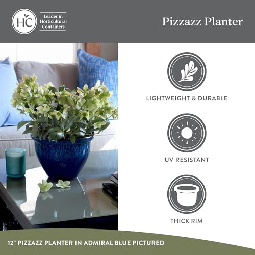 The HC Companies Pizzazz Round Planter Pot, 16 Inch, Admiral Blue, 2-Pack - Image 4