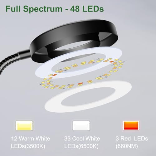 wolezek 2 in 1 Grow Lights for Indoor Plants, 3 Colors 48 LEDs Plant Lights - Image 4