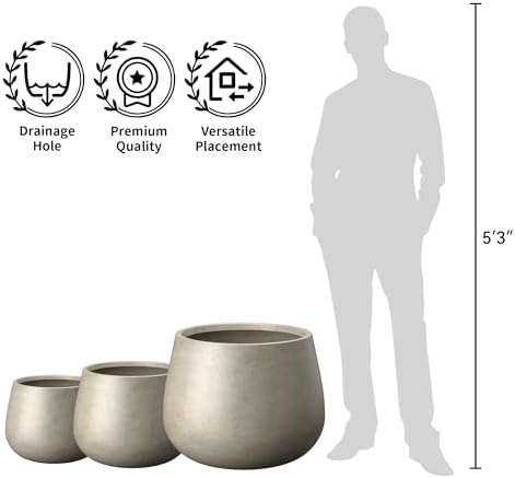 Kante Modern Home Minimalist 18.1" Dia Patina Concrete Curved Planter - Image 7