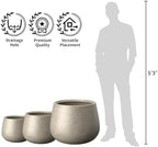 Kante Modern Home Minimalist 18.1" Dia Patina Concrete Curved Planter - Image 7