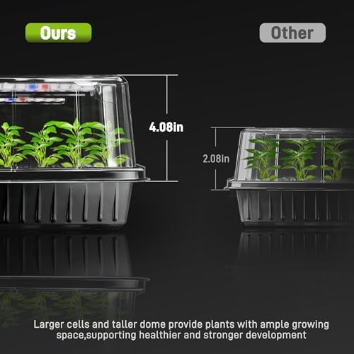 Mulctun 120-Cell Seed Starter Tray with Grow Light, Seedling Starter Trays with 4.08" Humidity Dome, Self-Watering Plant Germination Trays,Seed Starter Kit for Seeds Growing (Black) - Image 5