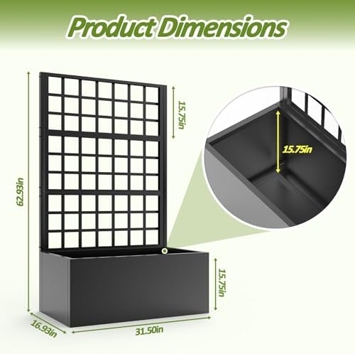 Metal Planter Box with Trellis,63"(H)*31.5(L)*15.8"(W) - Image 2