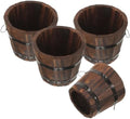 SHINEOFI 4pcs Small Carbonized Wood Planter Pots Whiskey Barrel Style Plant Containers for Indoor Outdoor Garden Vegetable Planting by Unknown